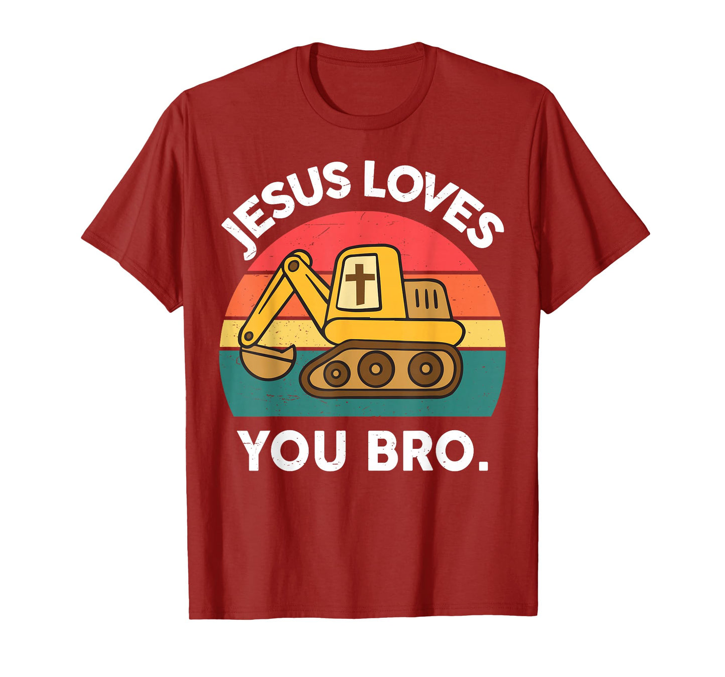Kid Jesus Love You Bro Funny Christian Boy Toddler Excavator T-Shirt