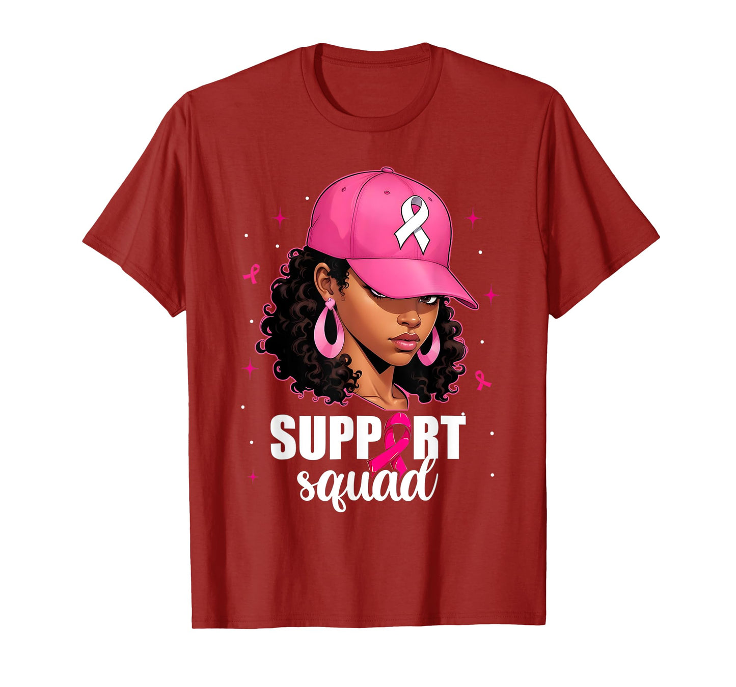 Support Squad Breast Cancer Awareness Black Women Pink Girls T-Shirt