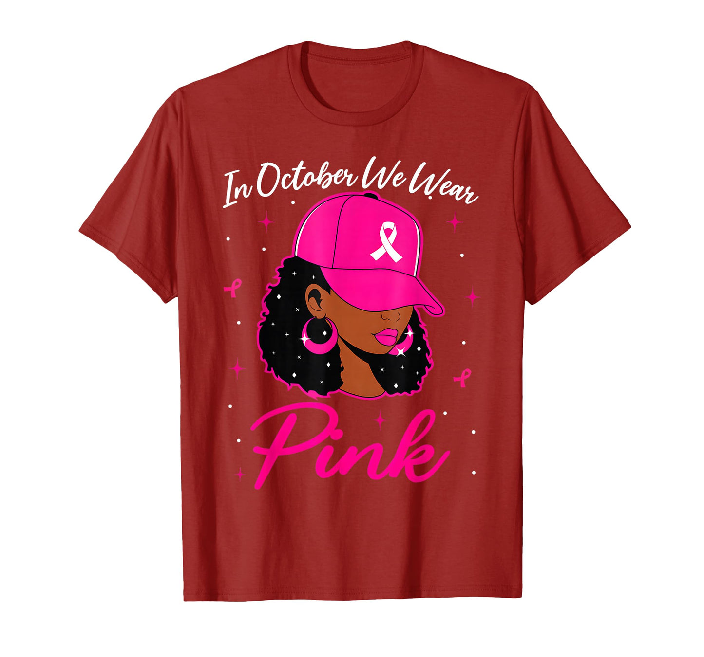 Breast Cancer Shirts Women in October We Wear Pink Messy Bun T-Shirt