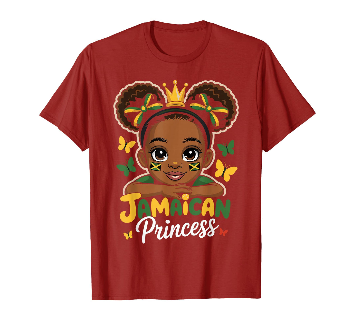 Cute Jamaican Princess Jamaica Girl Crown Bow For Girls T-Shirt