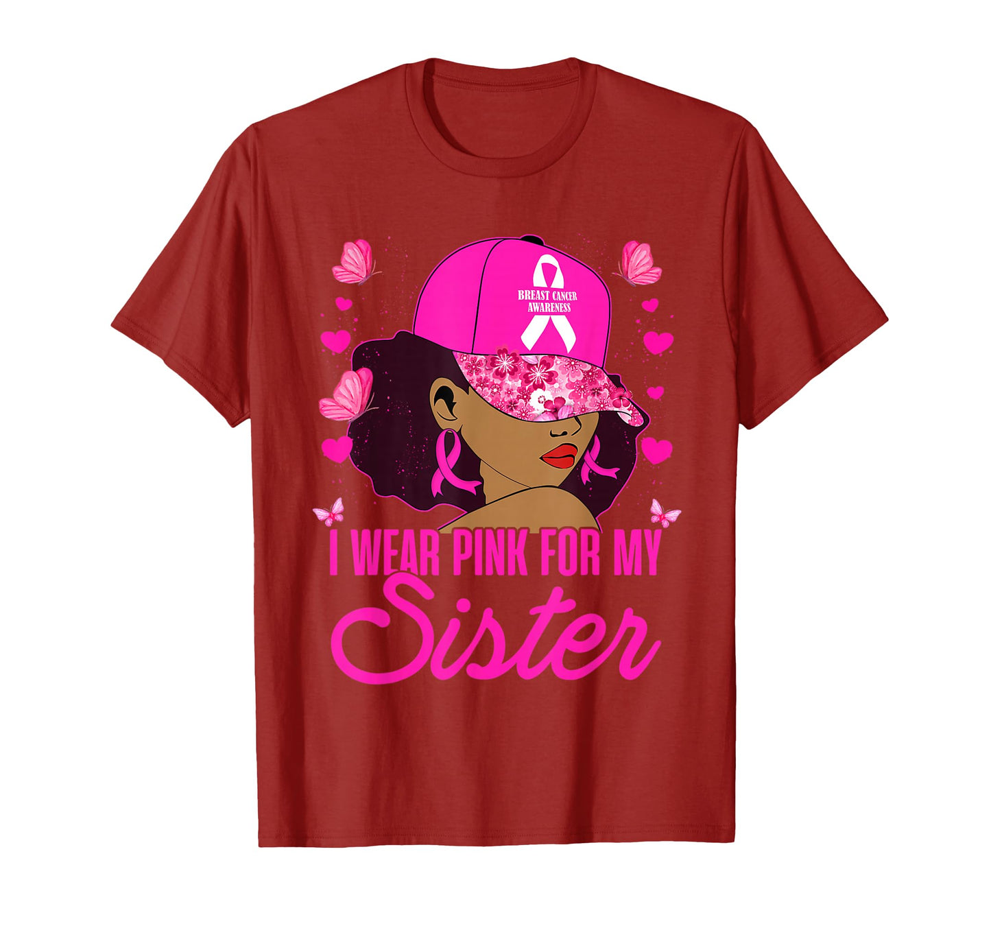 Wear Pink for My Sister Breast Cancer Awareness Black Women T-Shirt
