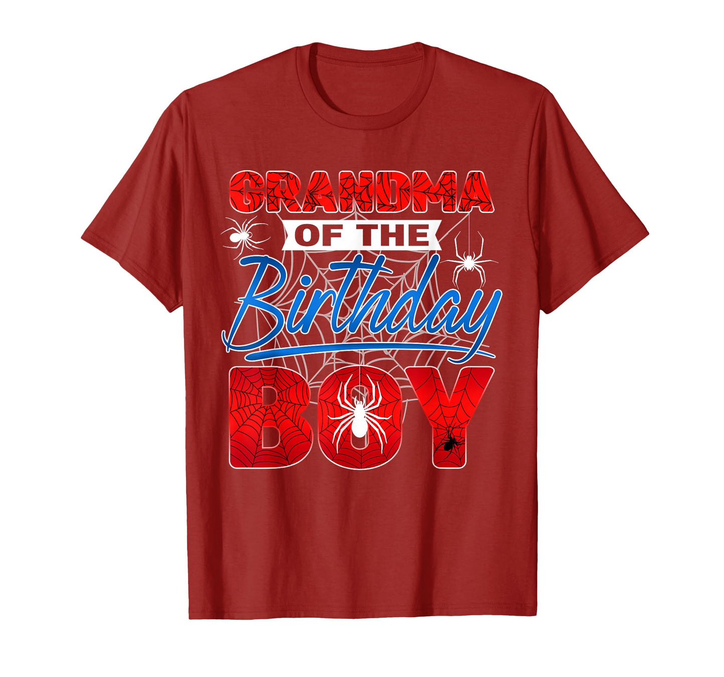 Grandma Of The Birthday Boy Spider Web Birthday Party Family T-Shirt
