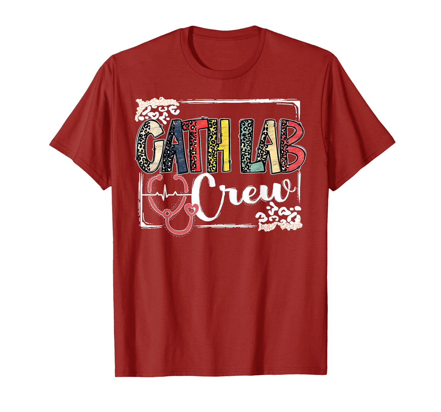 Retro Leopard Cath Lab Crew Cardiology Cardiac Nurse Nursing T-Shirt
