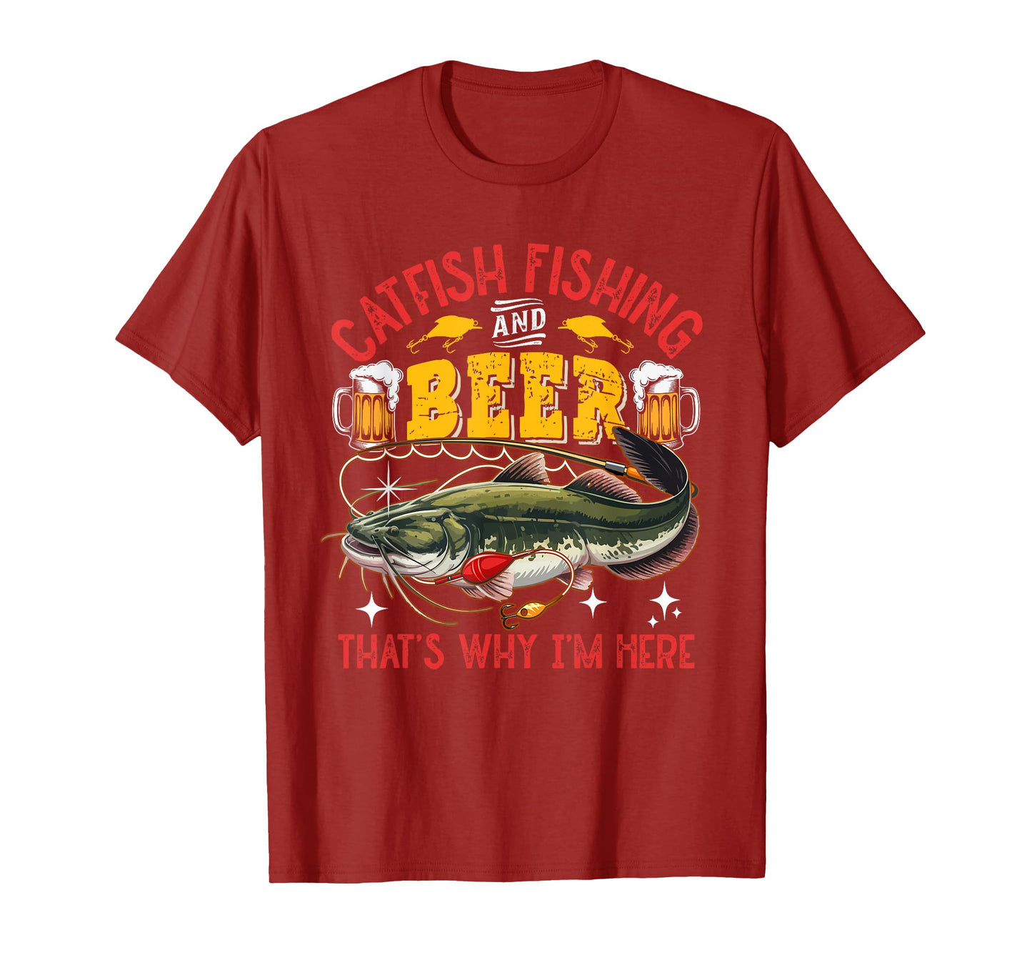 Catfish Fishing And Beer Funny Fisherman Drinking Beer Lover T-Shirt