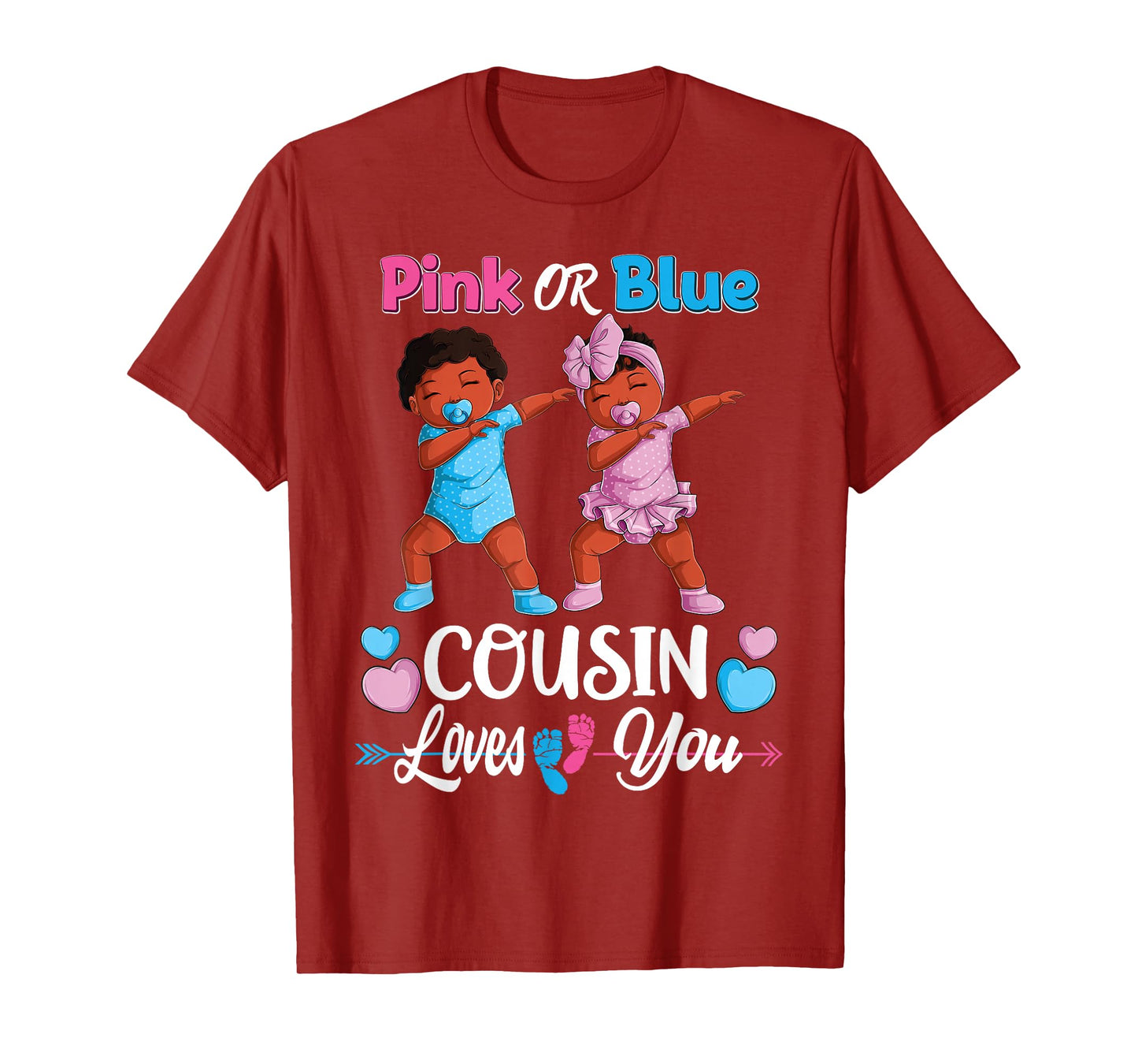 Pink Or Blue Cousin Loves You Black Baby Gender Reveal Party T-Shirt