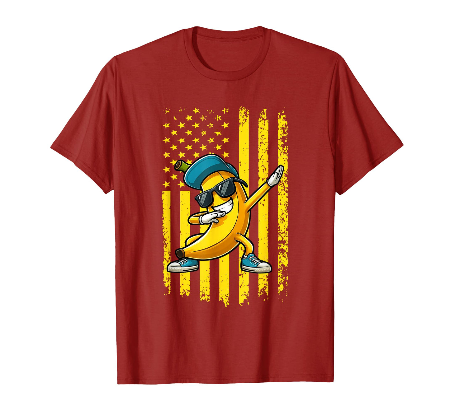 Patriotic Dabbing Banana American Flag 4th of July Boys Kids T-Shirt