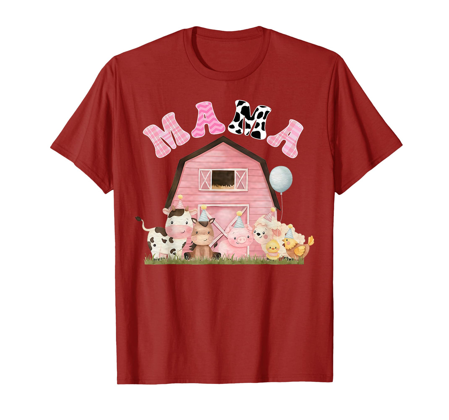 Mama Pink Farm Animals Birthday Girl Theme Matching Family T-Shirt