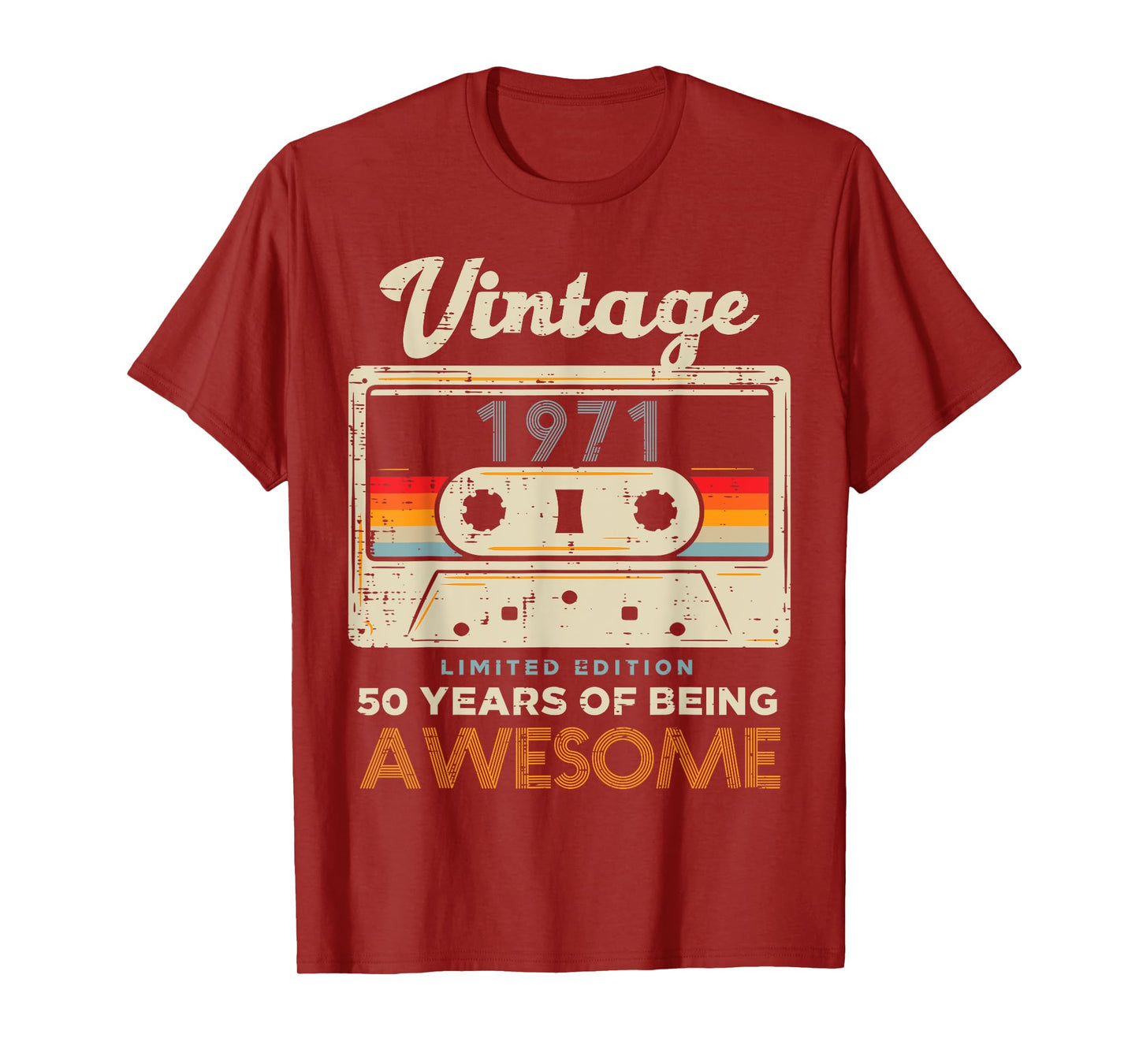 Vintage 1971 Cassette Tape 50 Awesome 50th Birthday Gift T-Shirt