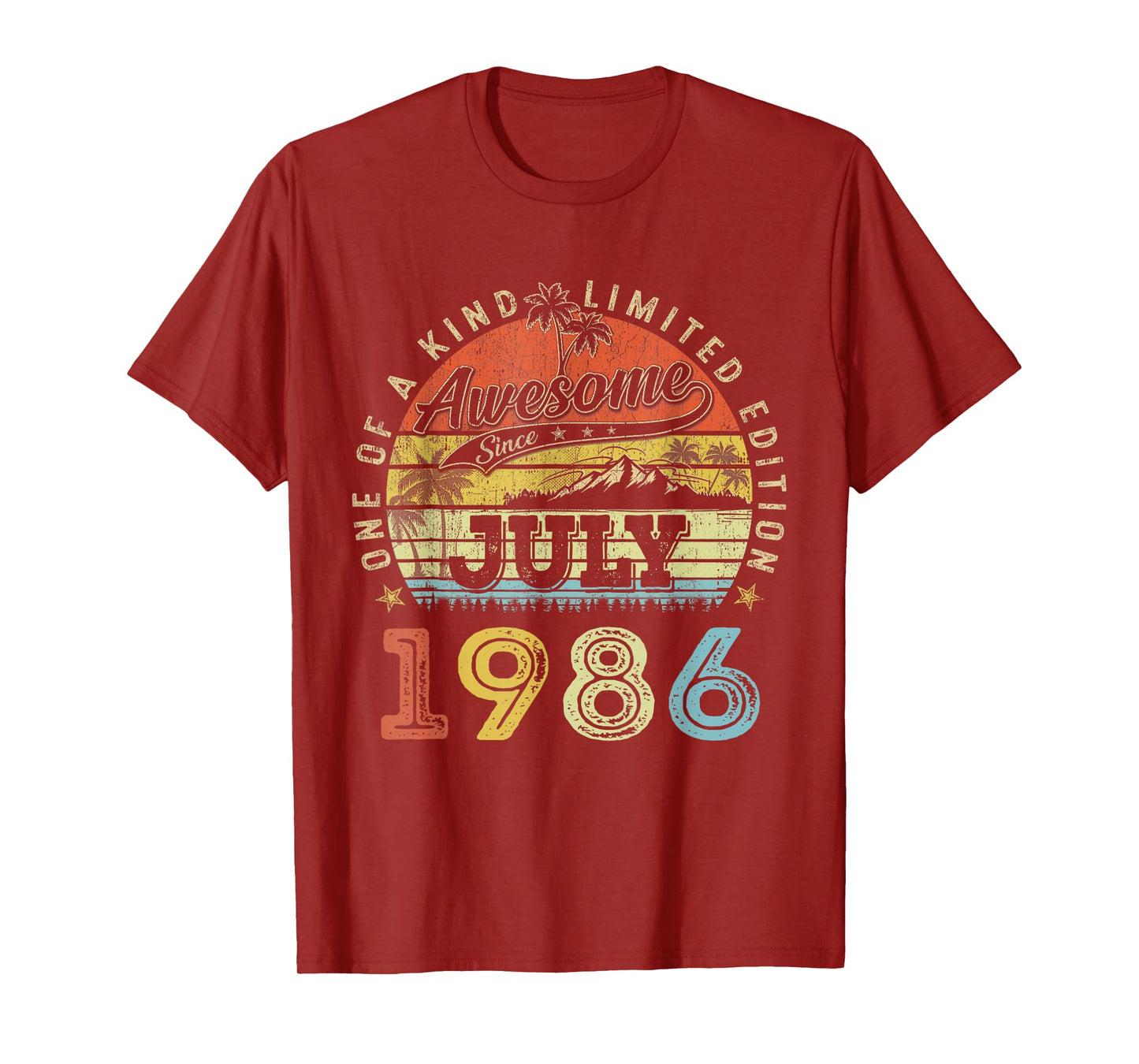Funny 40 Years Old July 1986 Vintage 40th Birthday Men Women T-Shirt