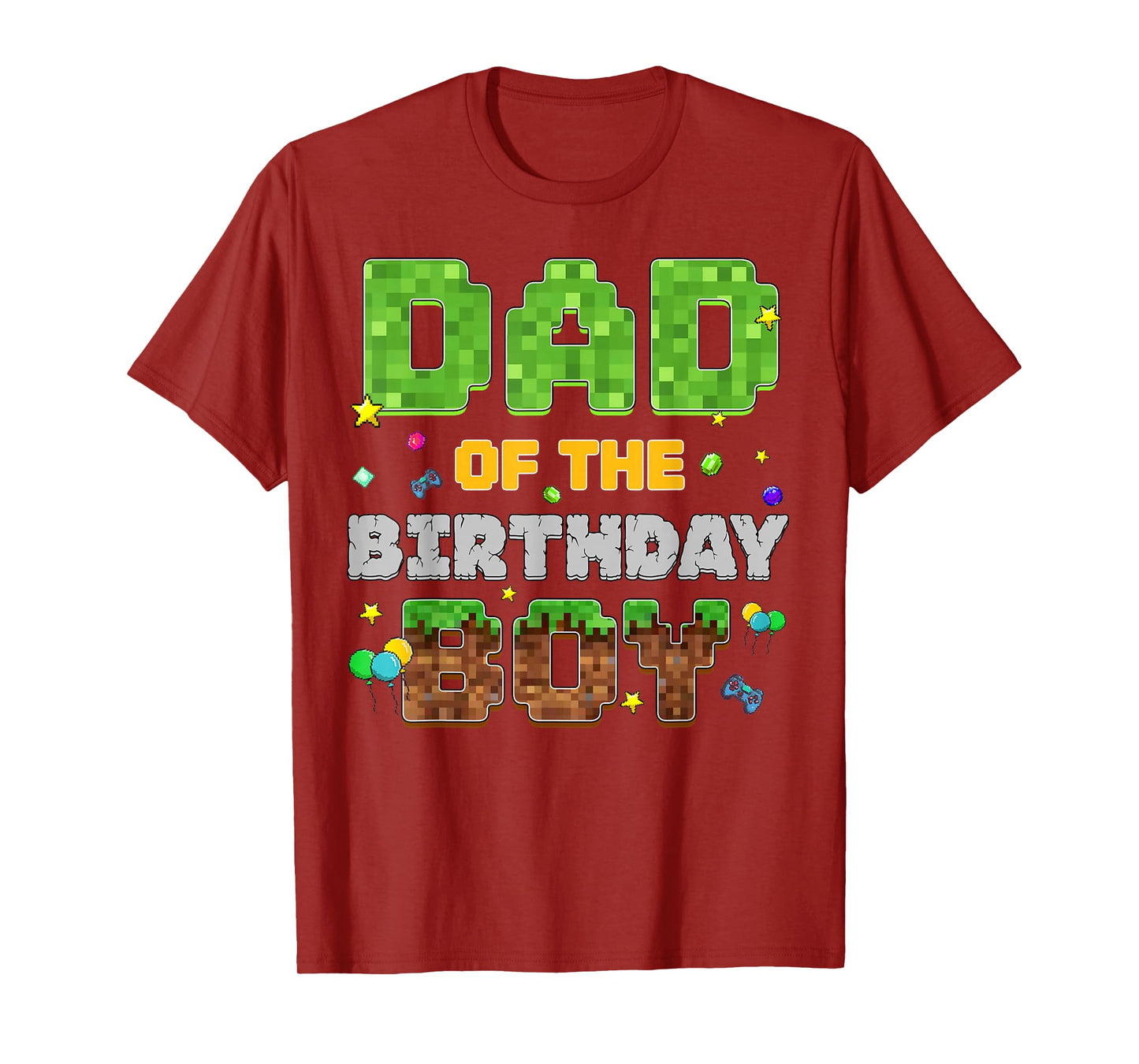 Dad Of The Birthday Boy Pixel Gamer Party Matching Family T-Shirt
