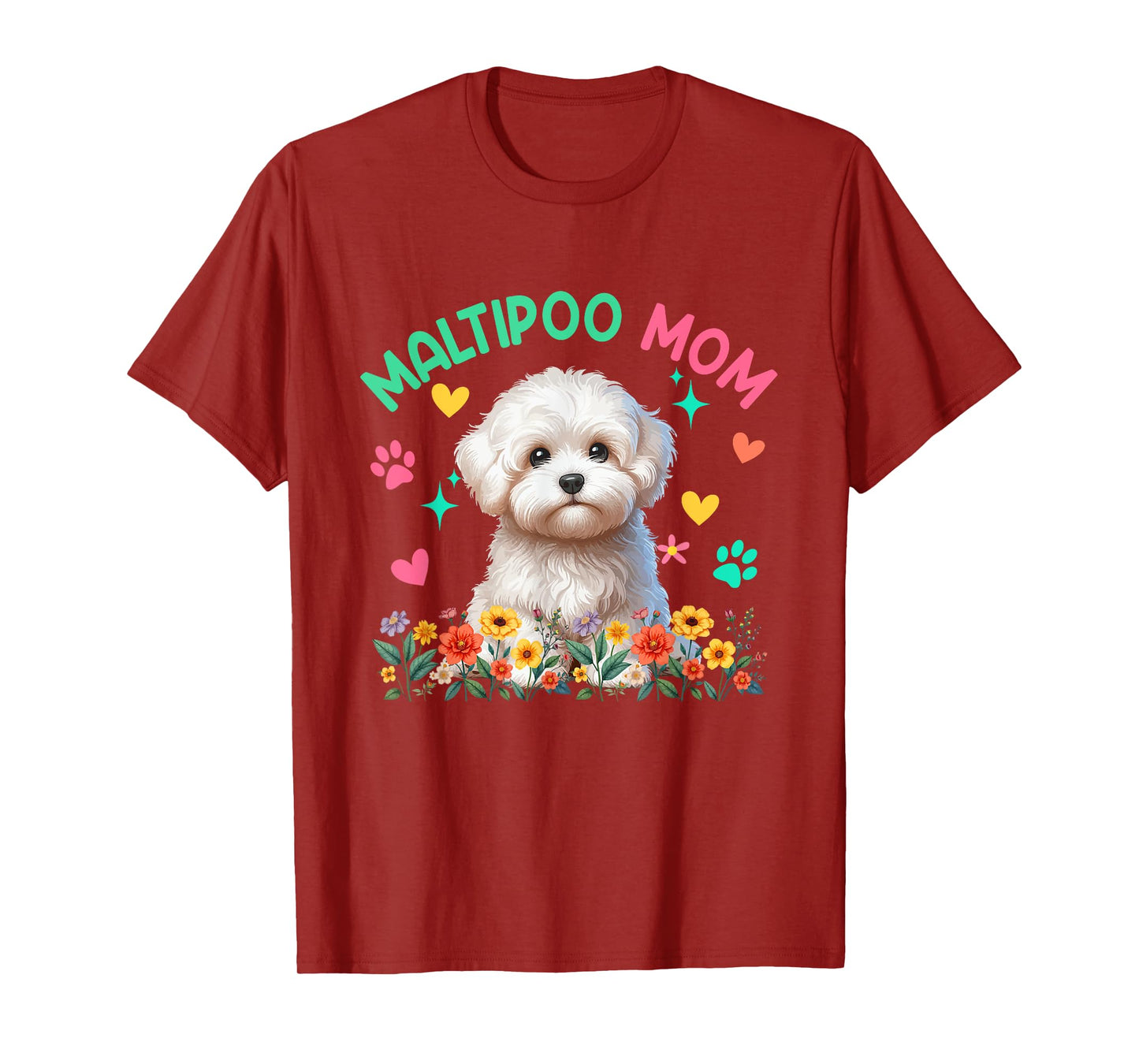Maltipoo Mom Mother's Day Floral Cute Dog Owner Family Group T-Shirt for Men Women Girls Kids