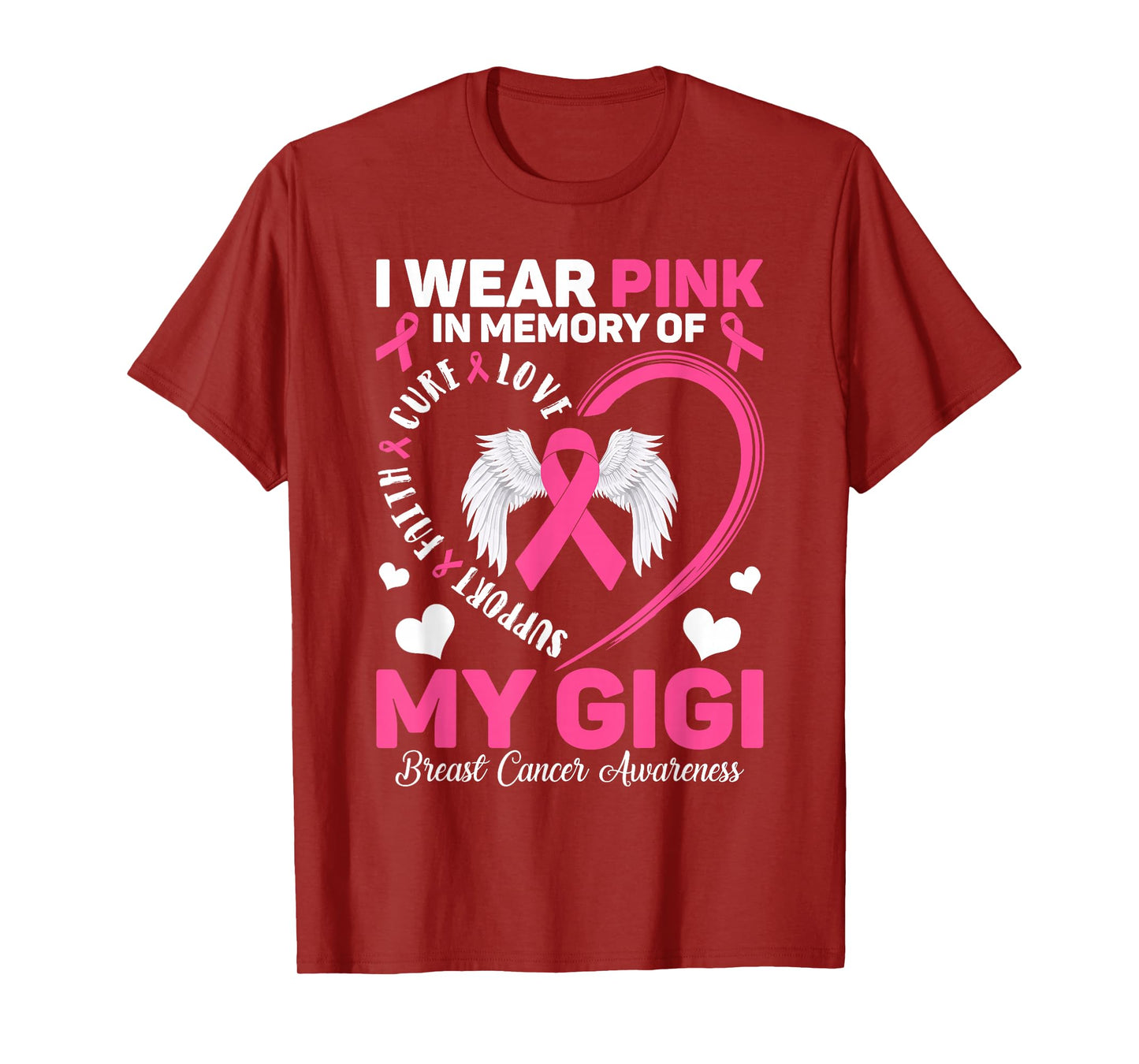 I Wear Pink In Memory Of My Gigi Breast Cancer Awareness T-Shirt