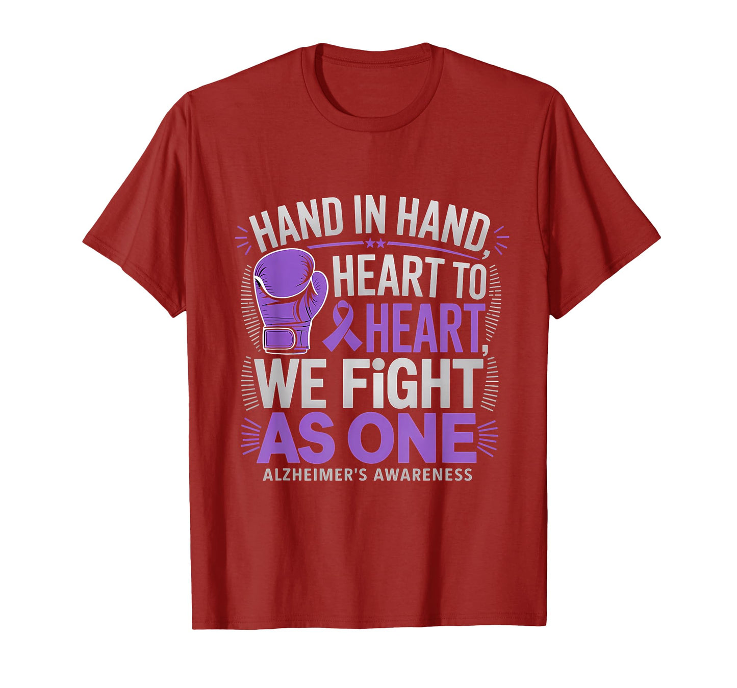 Alzheimer's Awareness We Fight As One Purple Ribbon Boxing T-Shirt