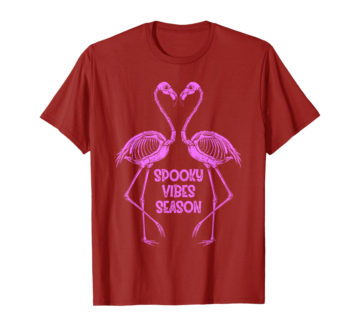 Halloween Flamingo Skeleton Spooky Vibes Season Graphic T-Shirt