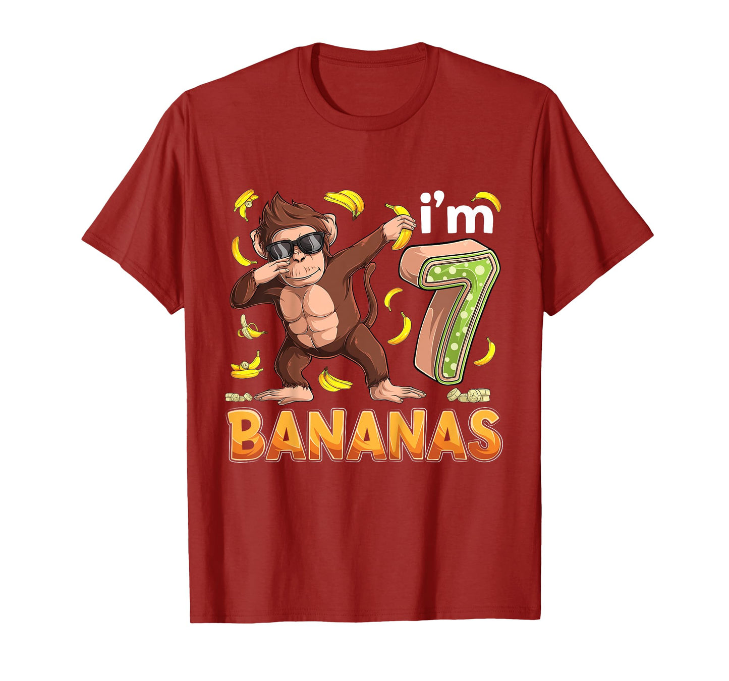 7 Year Old Monkey Birthday Safari Jungle Animal 7th B-day T-Shirt