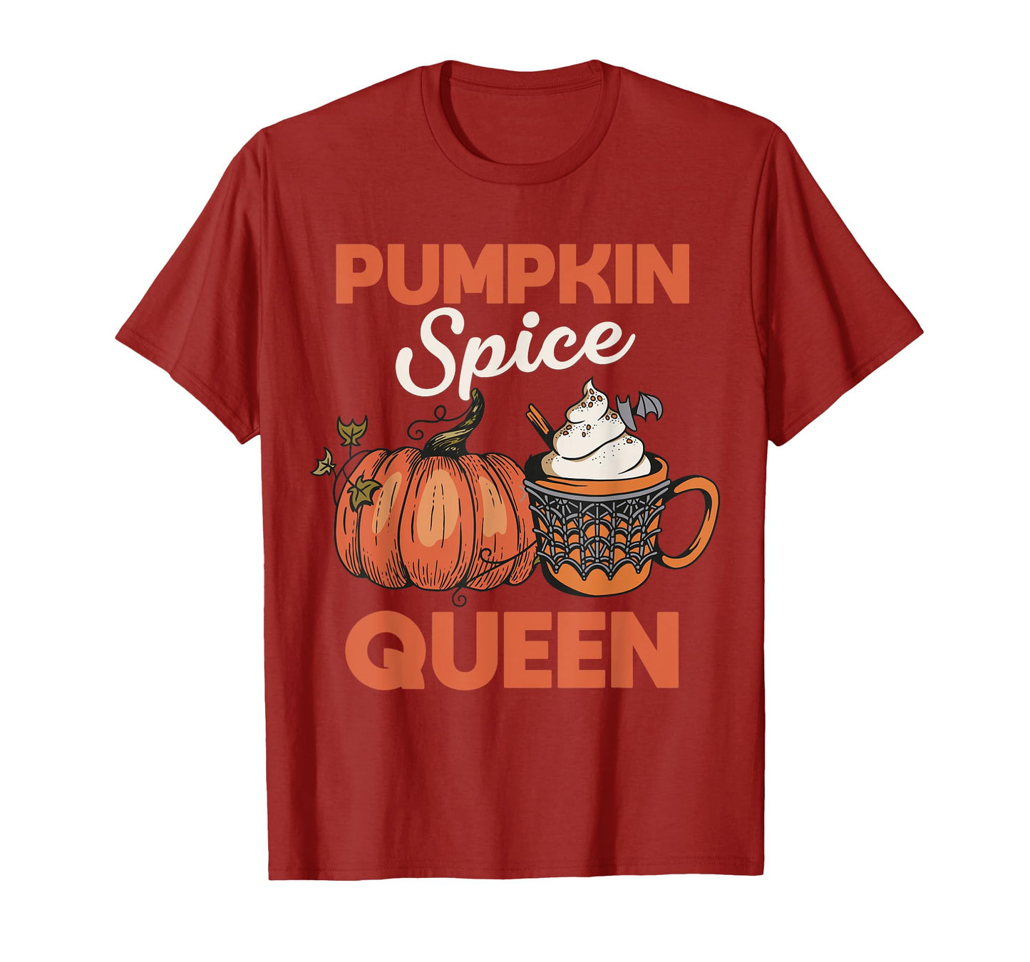 Pumpkin Spice Queen Coffee Pumpkin Web Spiders Halloween T-Shirt