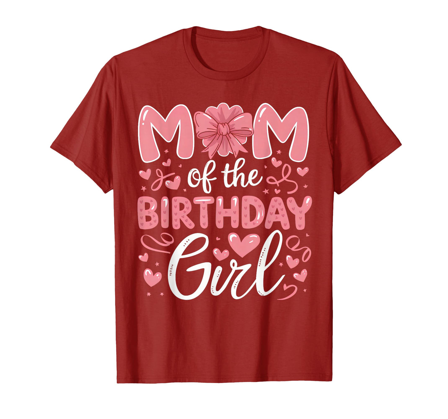 Mom Of The Birthday Girl Family Pink Coquette Bow B-day Girl T-Shirt