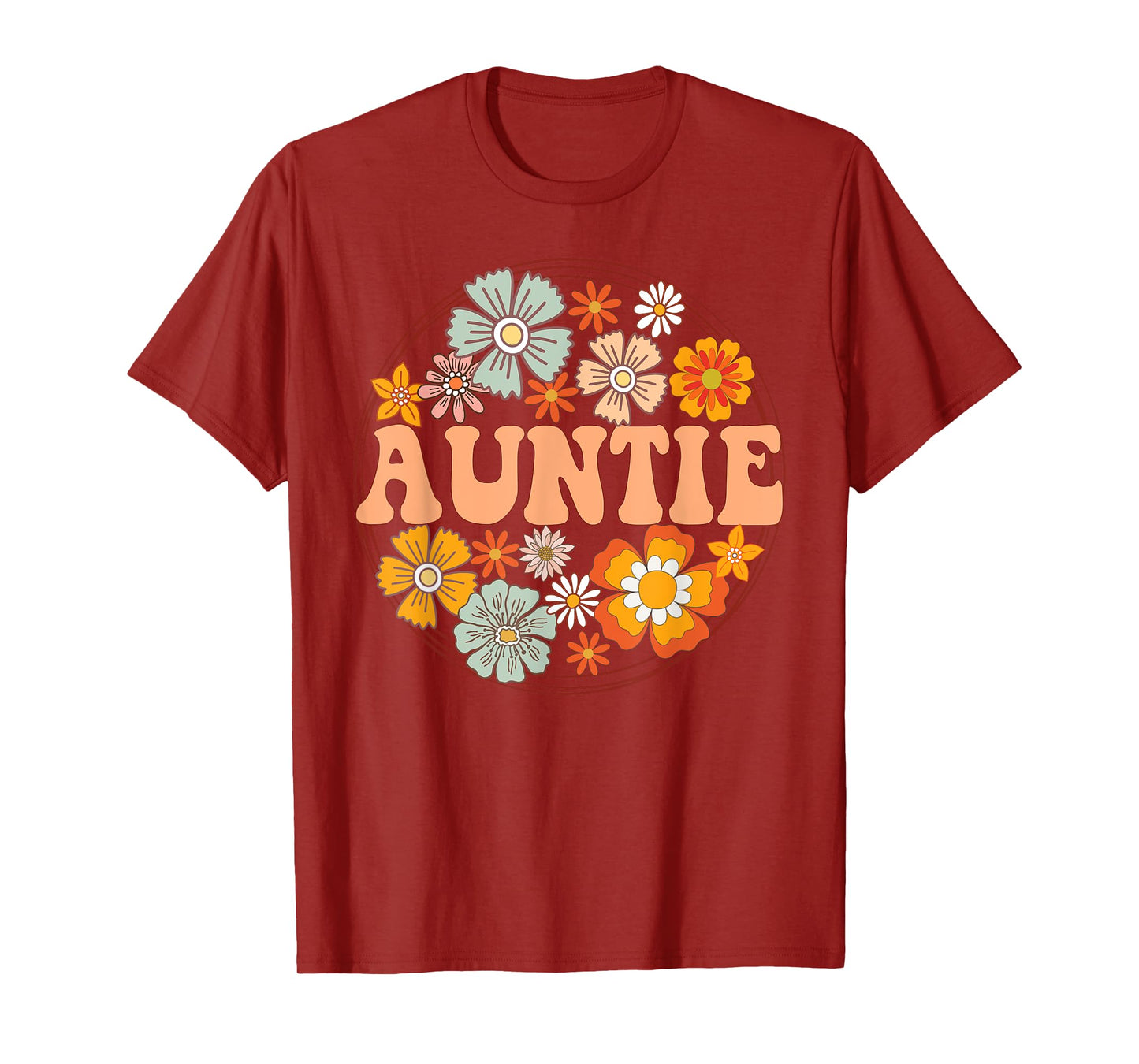 Groovy Auntie Retro Flowers Women Mother's Day Aunt T-Shirt