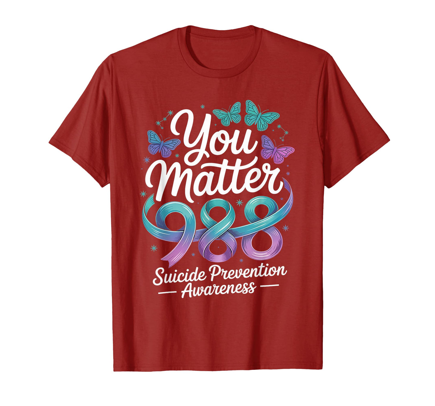 You Matter 988 Suicide Prevention Awareness Teal & Purple T-Shirt