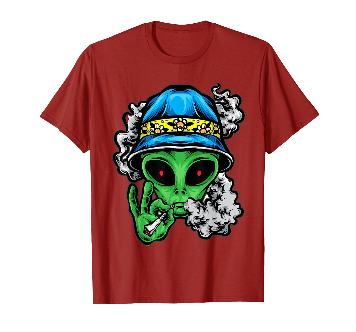 Alien Smoking Weed Funny Marijuana Alien UFO Cannabis 420 T-Shirt