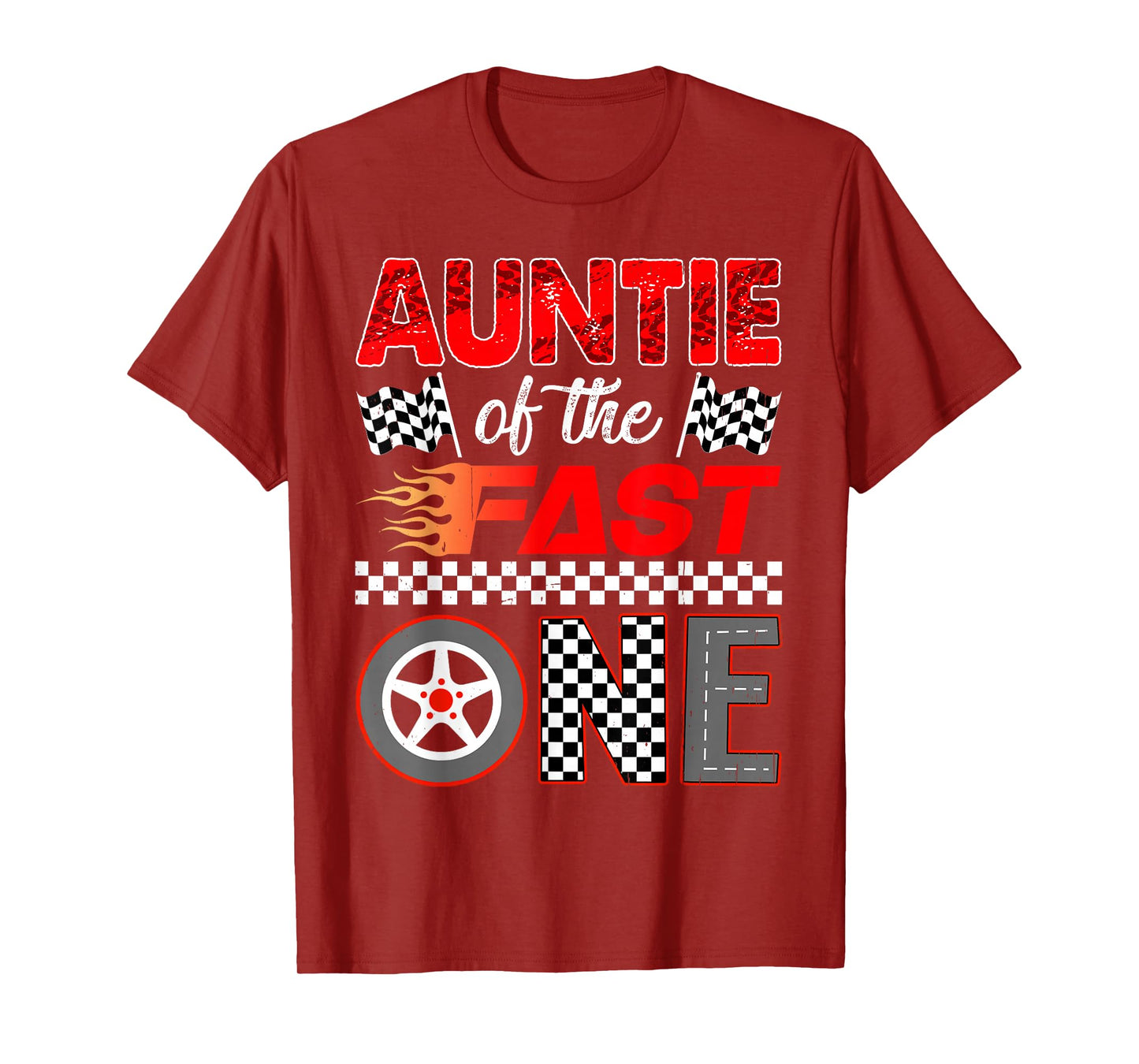 Auntie of The Fast One First Birthday Racing Car Family T-Shirt
