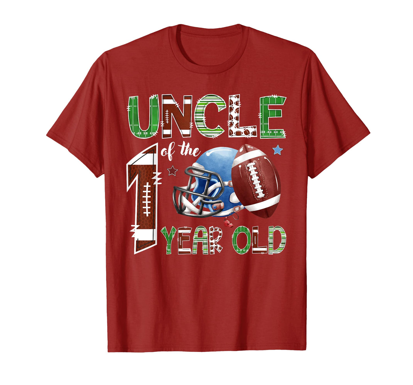 Uncle Of The 1 Year Old Football 1St Year Down Birthday T-Shirt