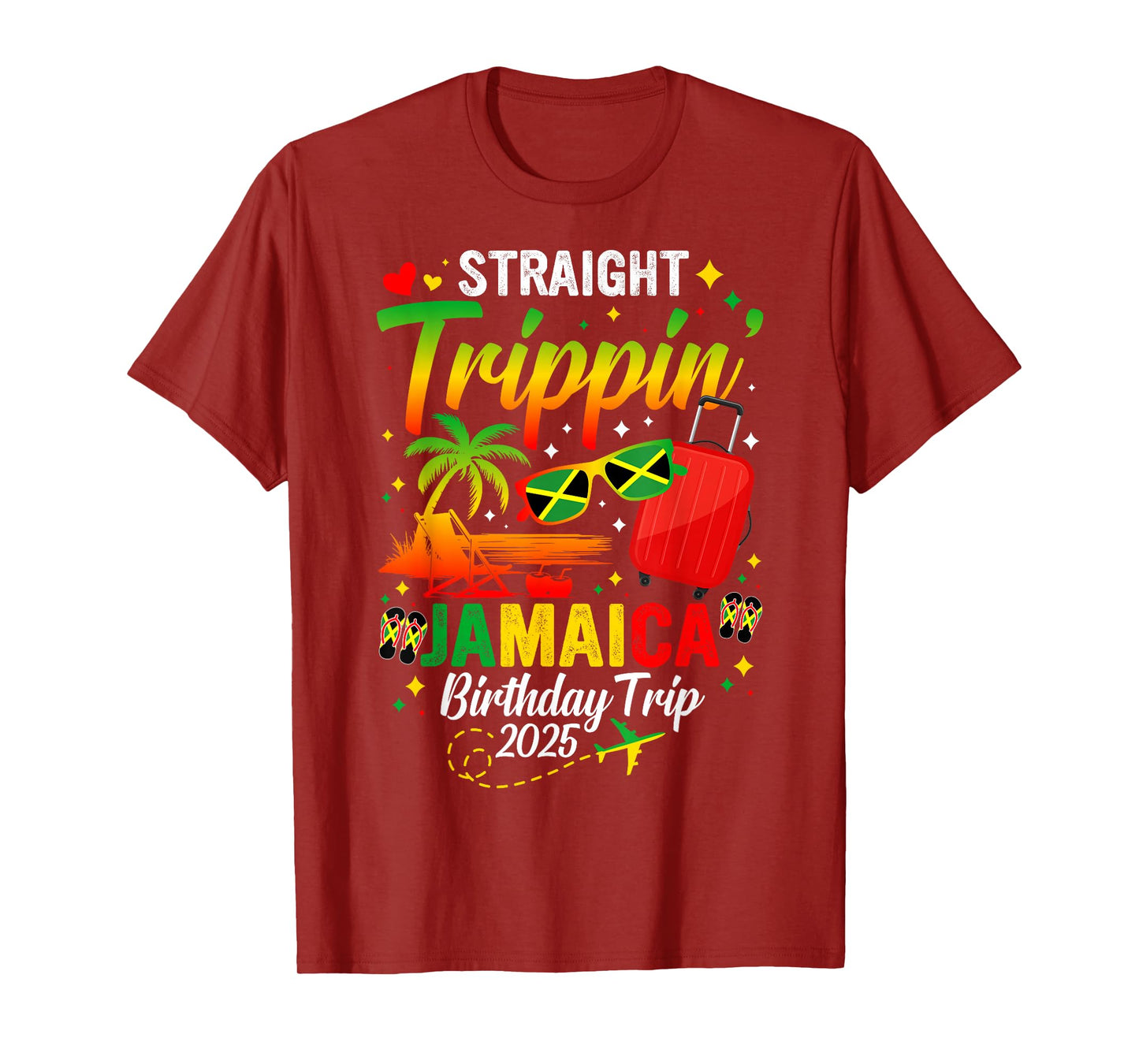 Straight Trippin' Jamaica Vacation 2025 Birthday Family Trip T-Shirt