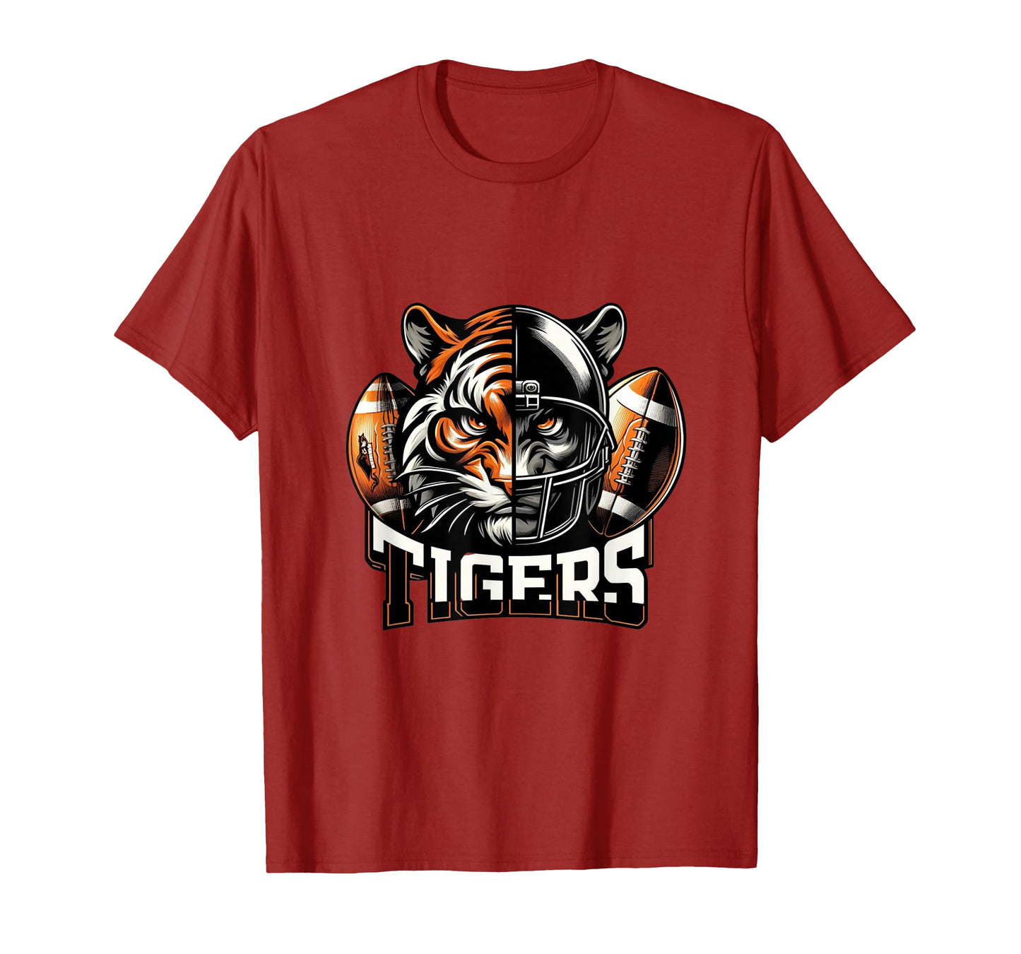 Tigers Football School Sports Fan Team Spirit Graphic Tee T-Shirt