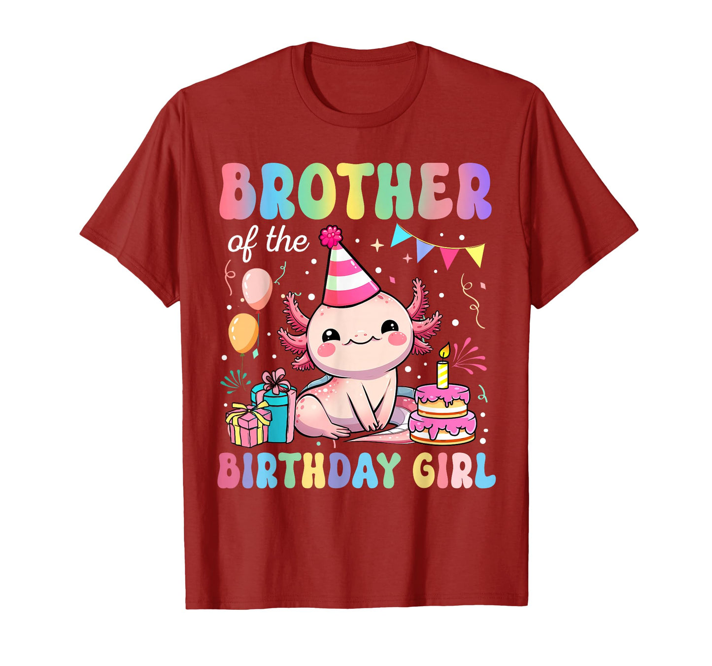 Brother Of The Birthday Girl Axolotl Bday Party Family T-Shirt
