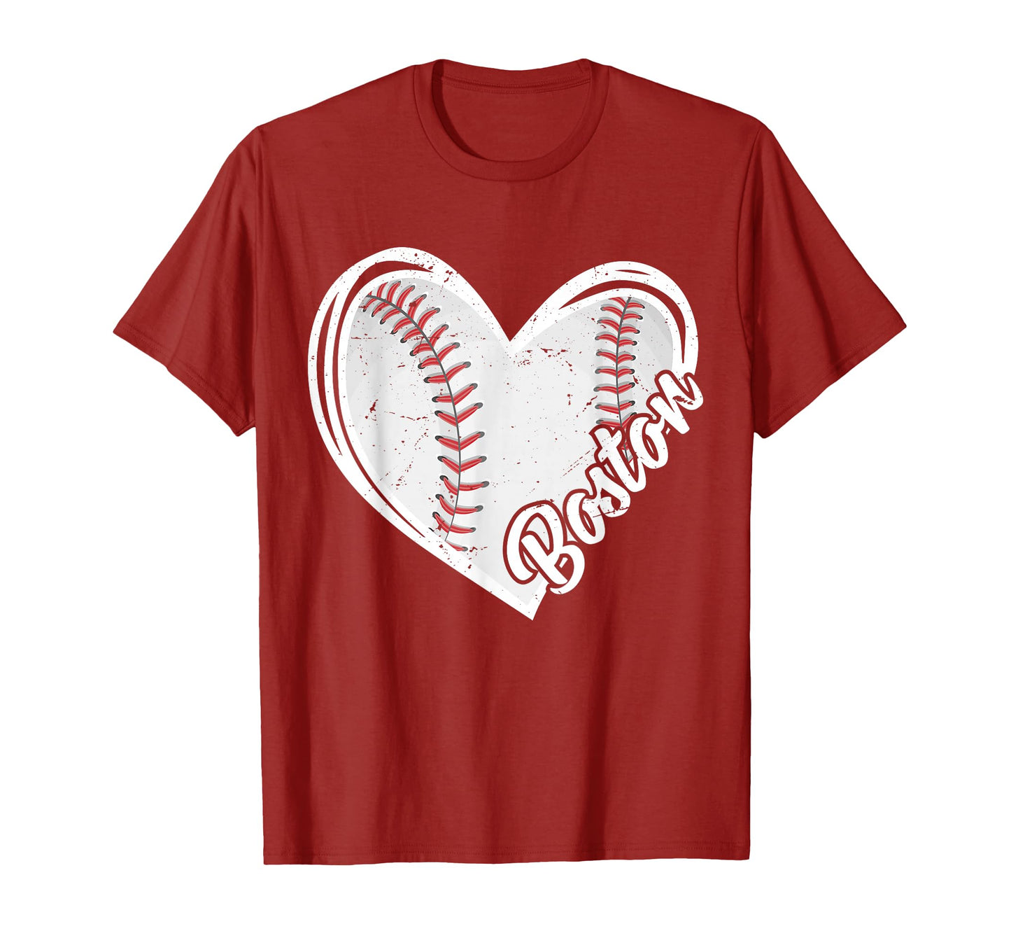 Boston Vintage Baseball Fans Men Women Boys Baseball Heart T-Shirt