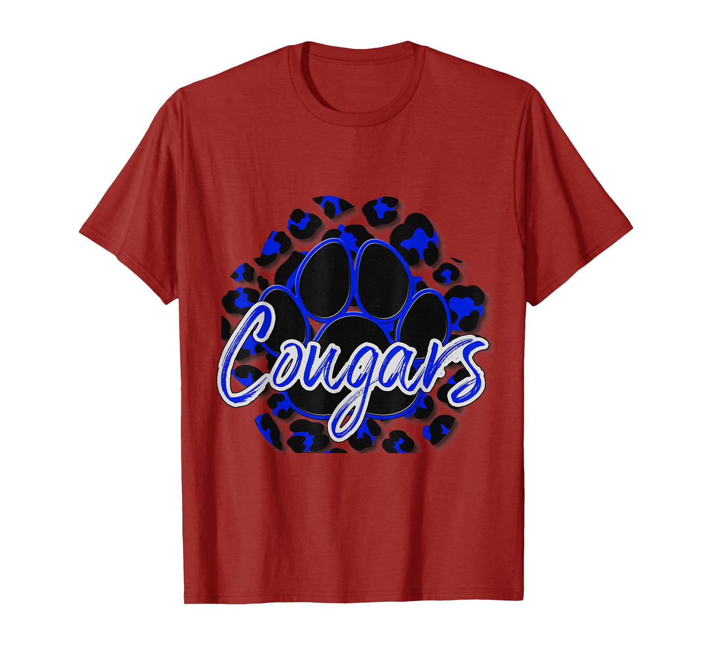 Cougar Blue Black Cheetah School Sports Fan Team Spirit T-Shirt