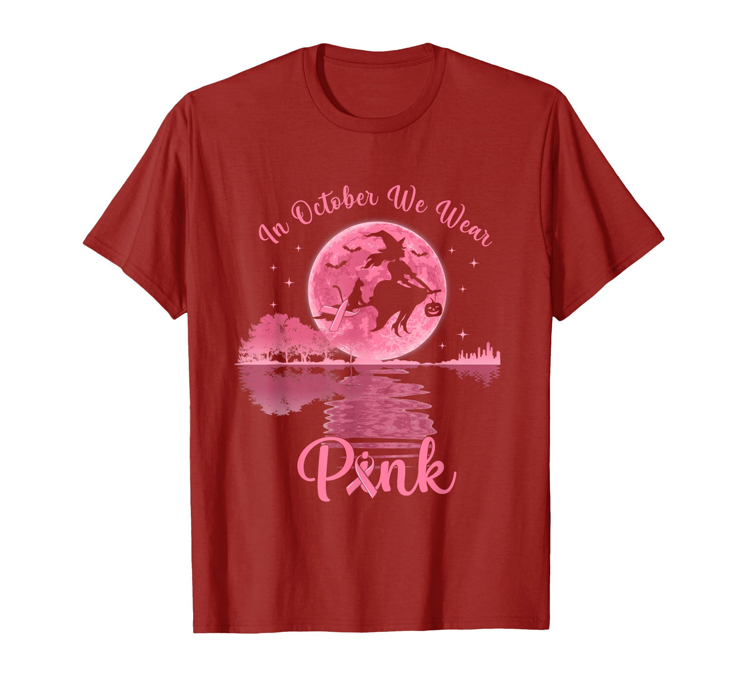 In October We Wear Pink Witch Breast Cancer Awareness T-Shirt