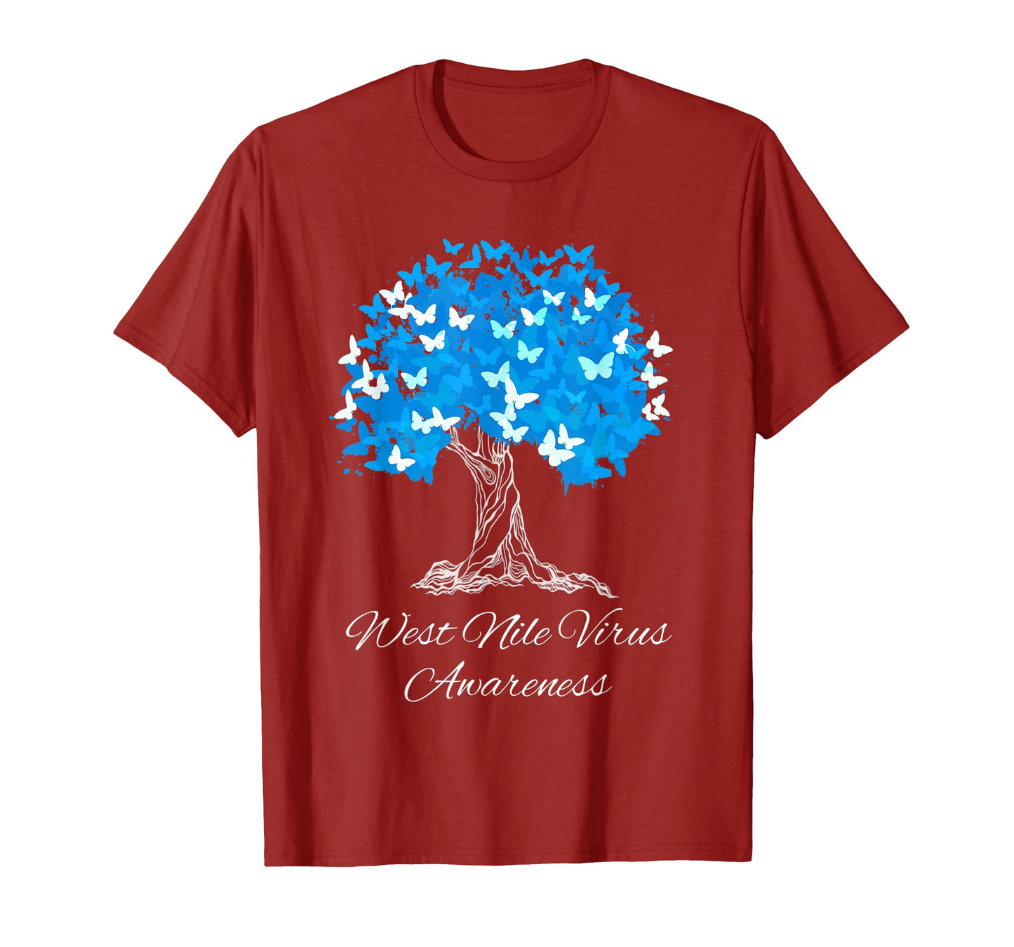 West Nile Virus Awareness Tree With Butterflies Support T-Shirt