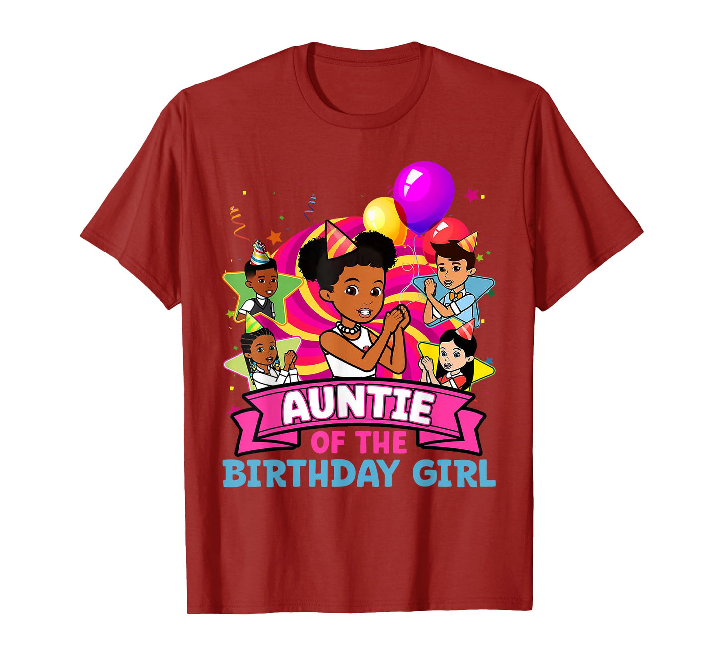 Auntie the Birthday Girl Party Pink Doll Family Decorations T-Shirt