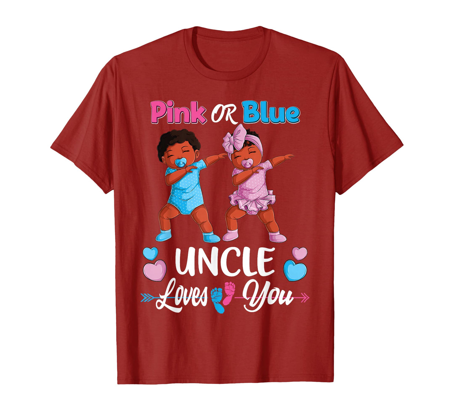 Pink Or Blue Uncle Loves You Black Baby Gender Reveal Party T-Shirt