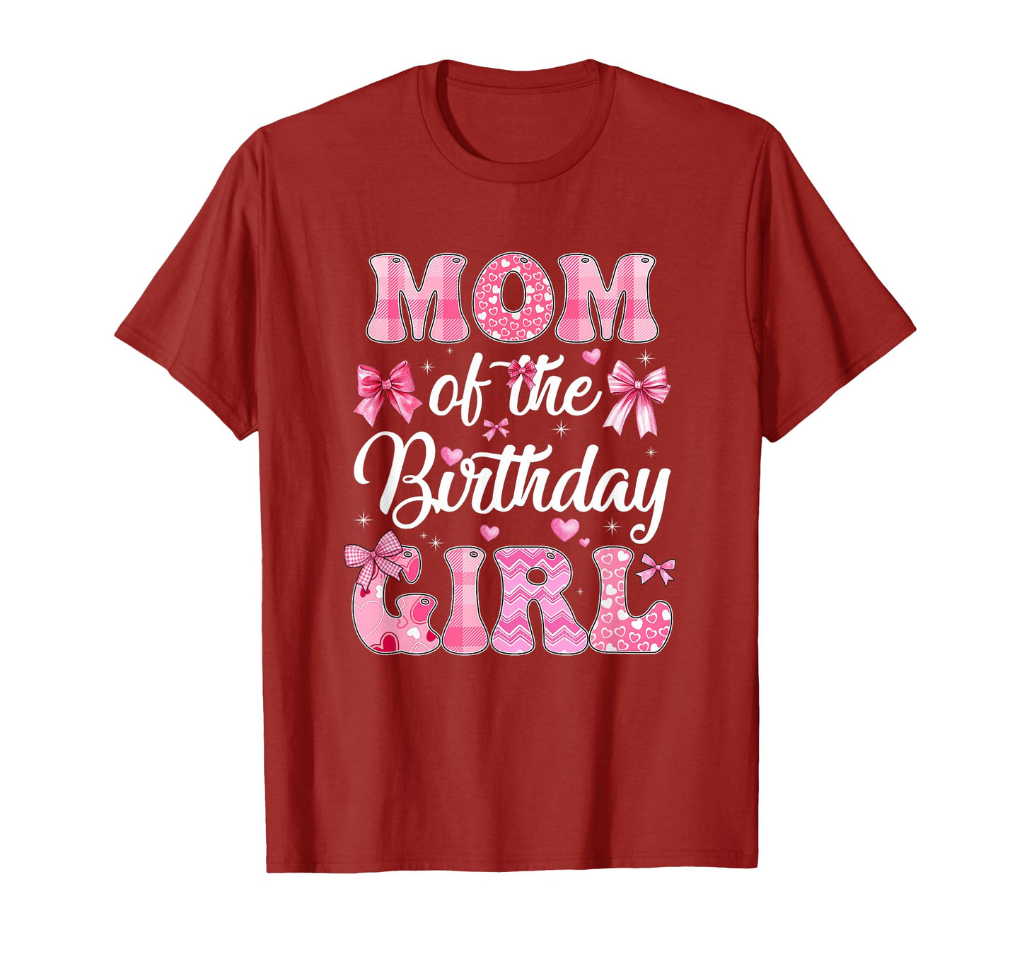 Mom Of The Birthday Girl Family Pink Coquette Bow T-Shirt
