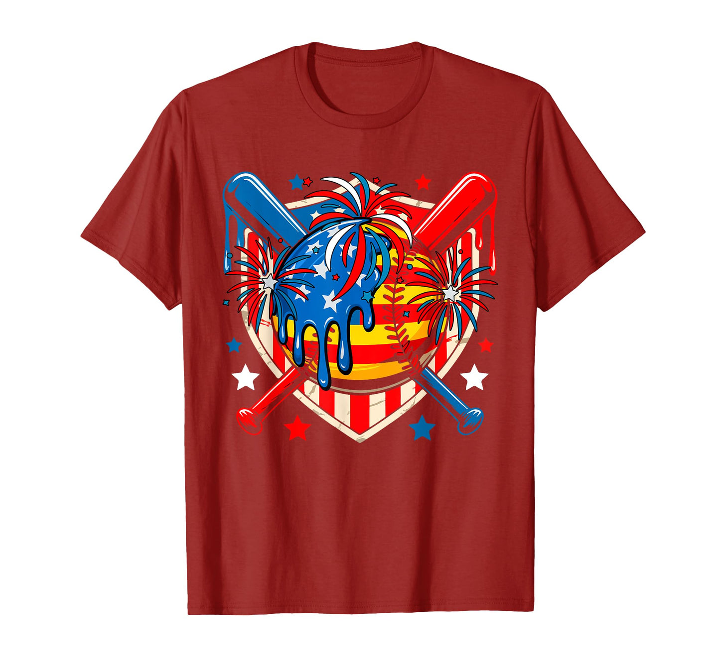 4th Of July Softball Costume Drip As Ice Cream Patriotic T-Shirt