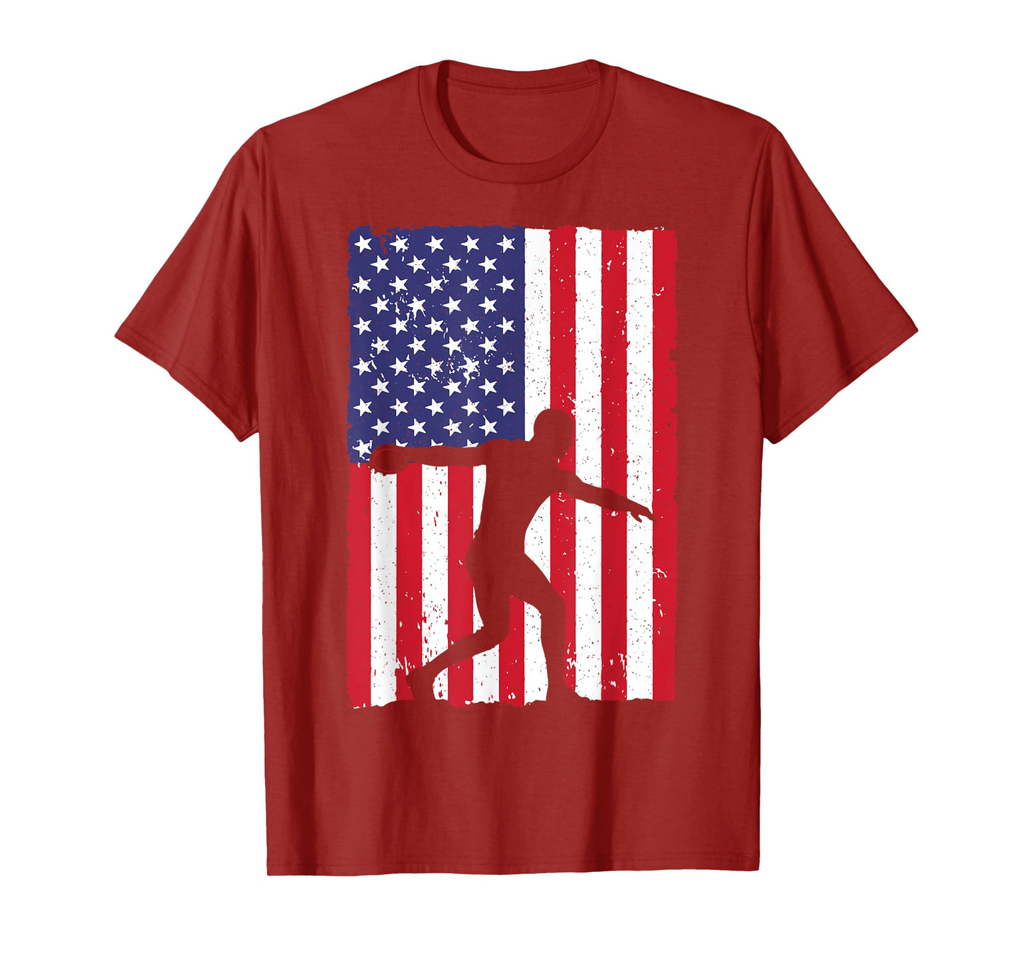 Funny Discus Throwing Art For Men Women US Flag Discus Lover T-Shirt
