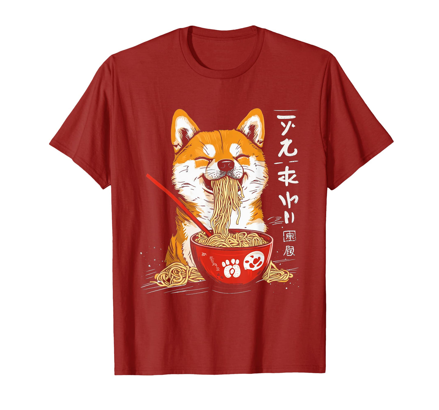 Japanese Art Cute Shiba Inu Kawaii Dog Eating Ramen Noodles T-Shirt