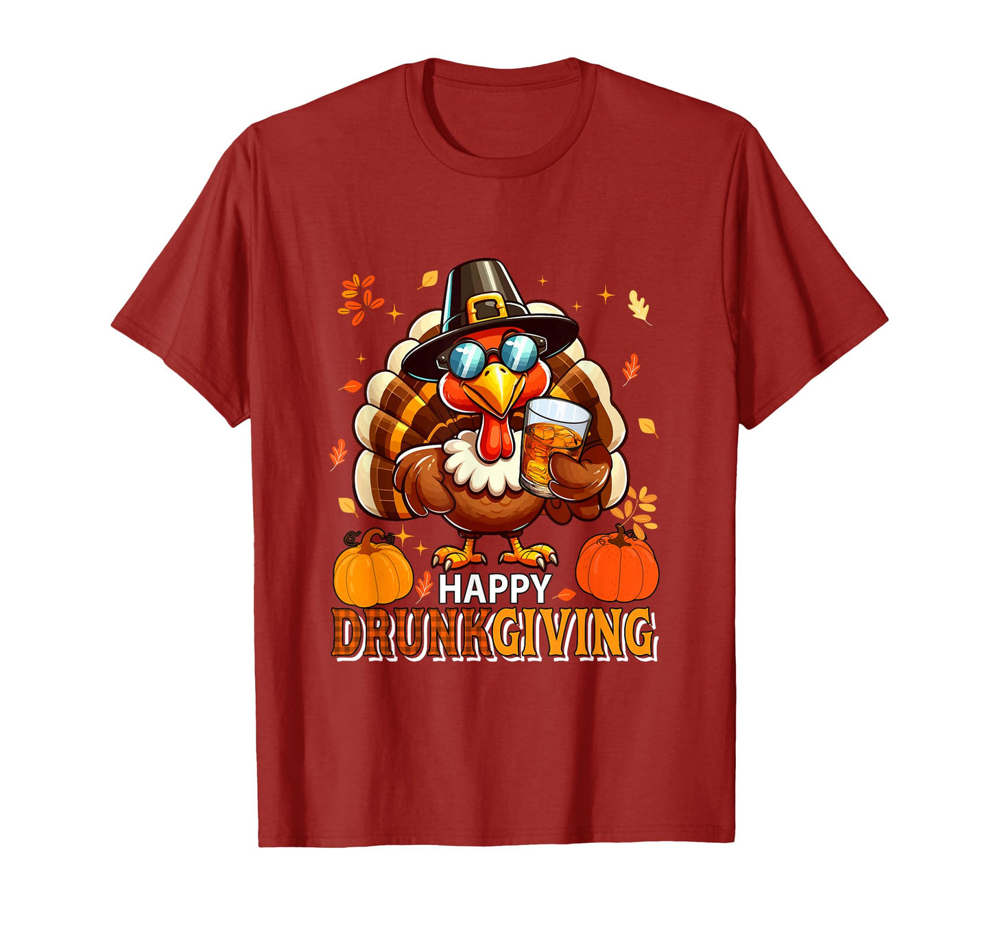 Thanksgiving Drunker Turkey Sunglasses Drinking Bourbon T-Shirt