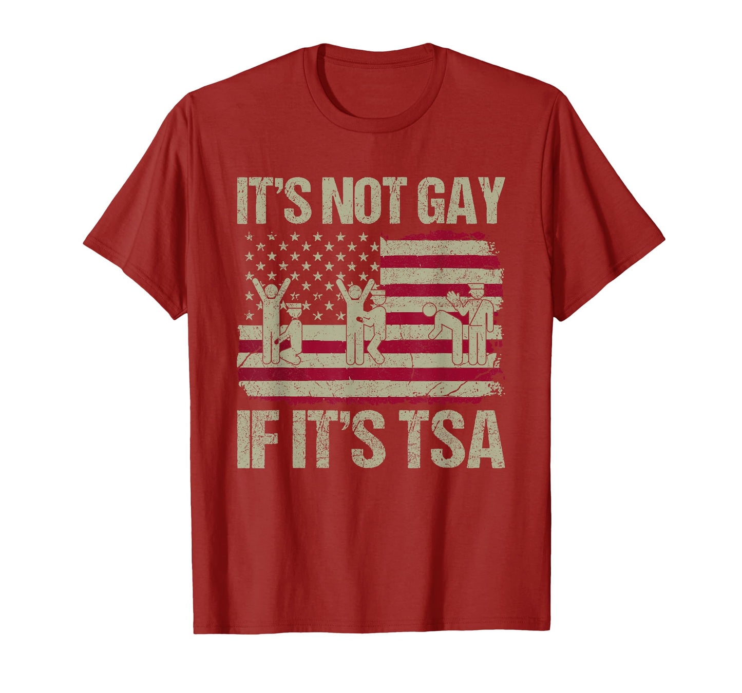 Distressed It Is Not Gay If It's TSA Funny Security T-Shirt, Small, Black