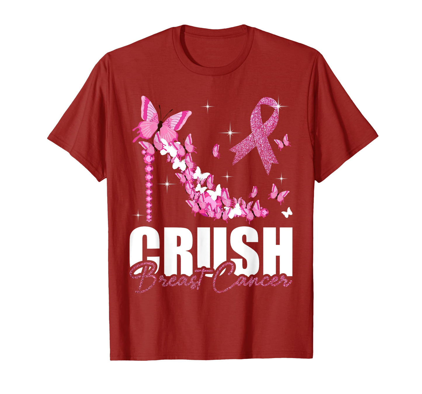 Crush Breast Cancer Ribbon Butterfly Breast Cancer Awareness T-Shirt