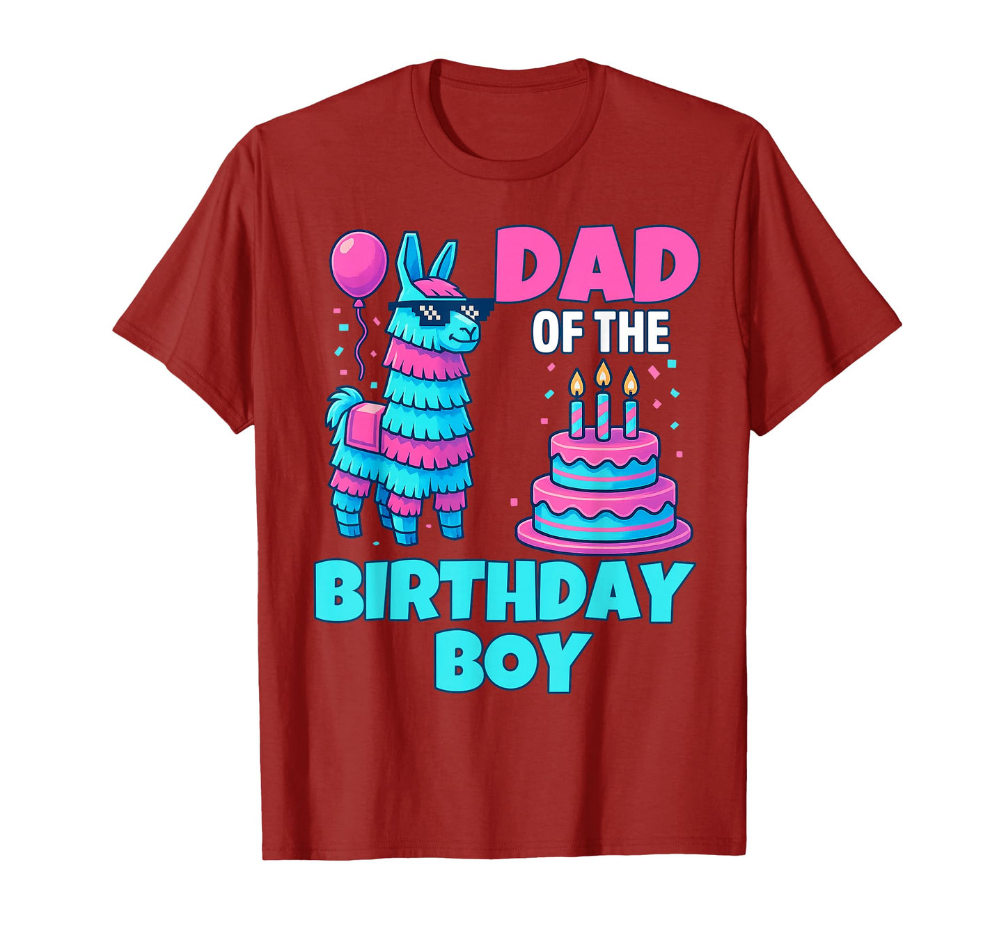 dad of Birthday Boy Llama Pinata Party family mathing men T-Shirt