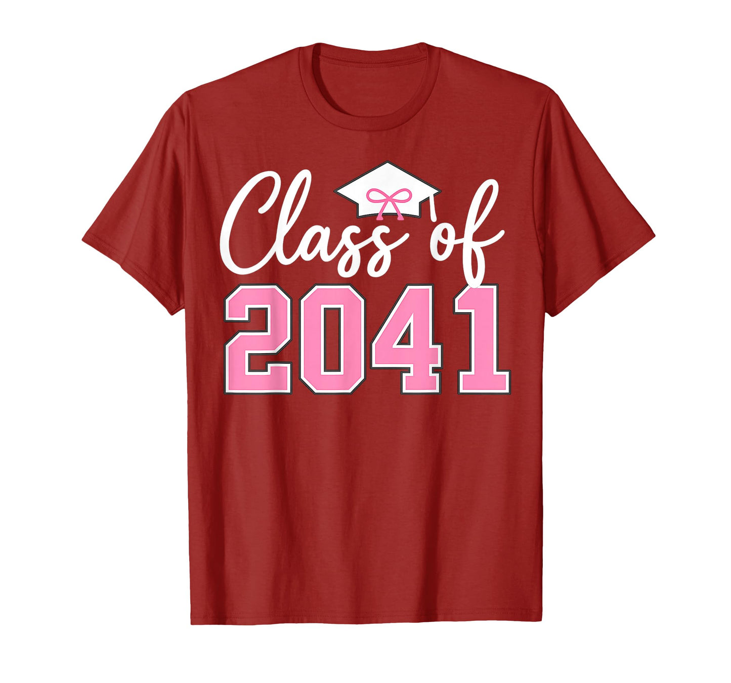 Class of 2041 Grow with Me Kindergarten Pink Coquette Bow T-Shirt
