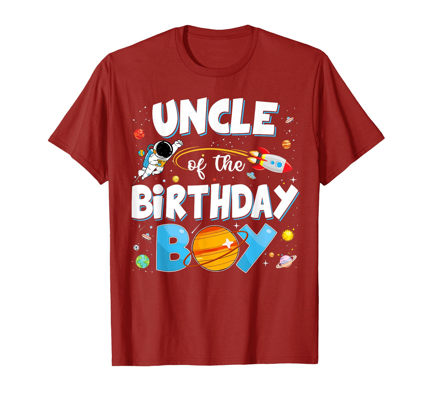 Uncle Of The Birthday Boy Astronaut Family Space Planet T-Shirt