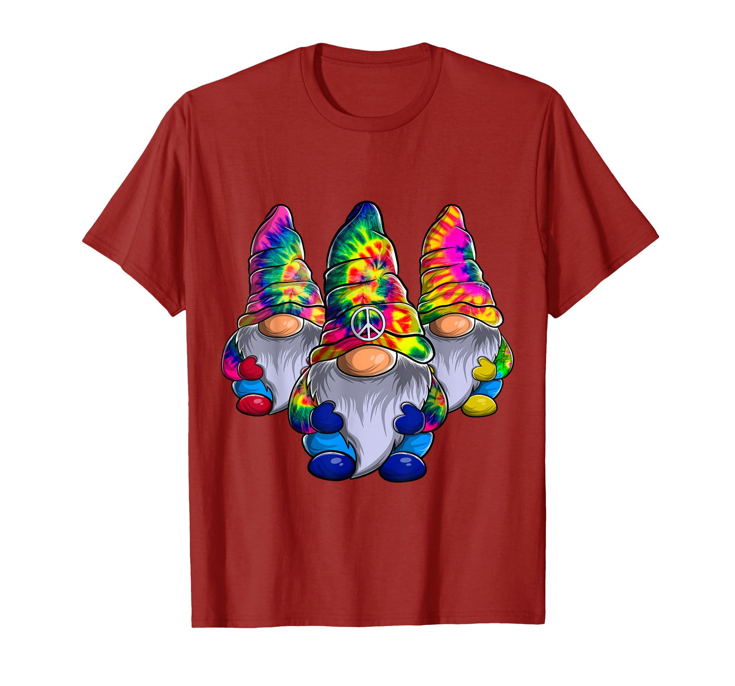 Three Hippie Gnomes Peace Gnome Funny Retro Tie Diy Design T-Shirt