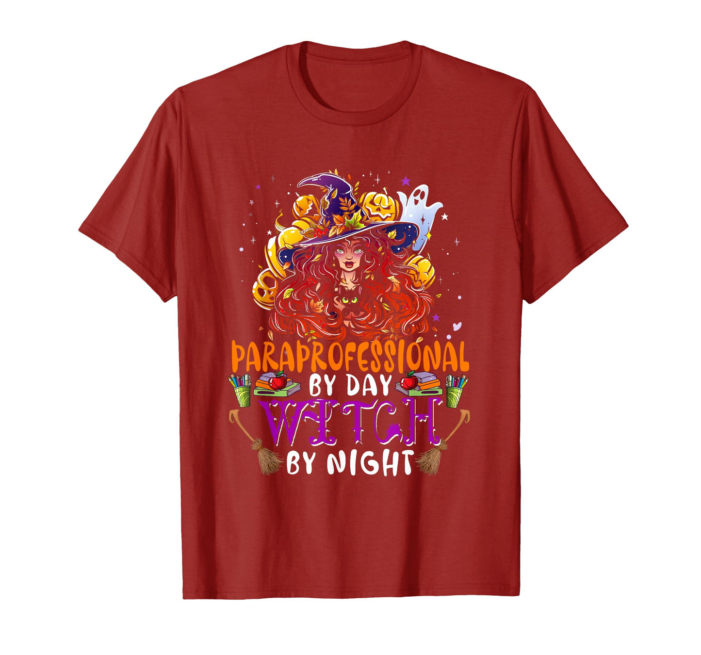 Paraprofessional By Day Witch By Night Funny Witch With Cat T-Shirt