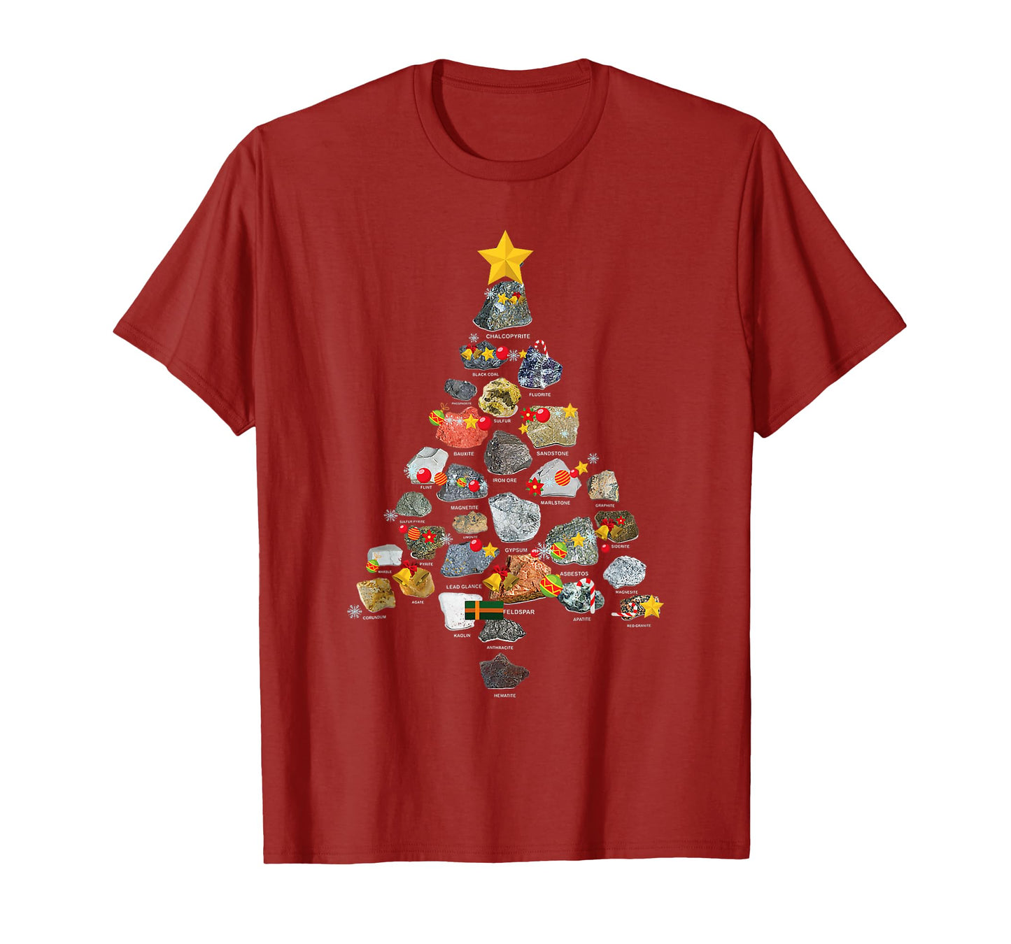 Ores Minerals Gems Rocks collecting Christmas Tree Geology T-Shirt