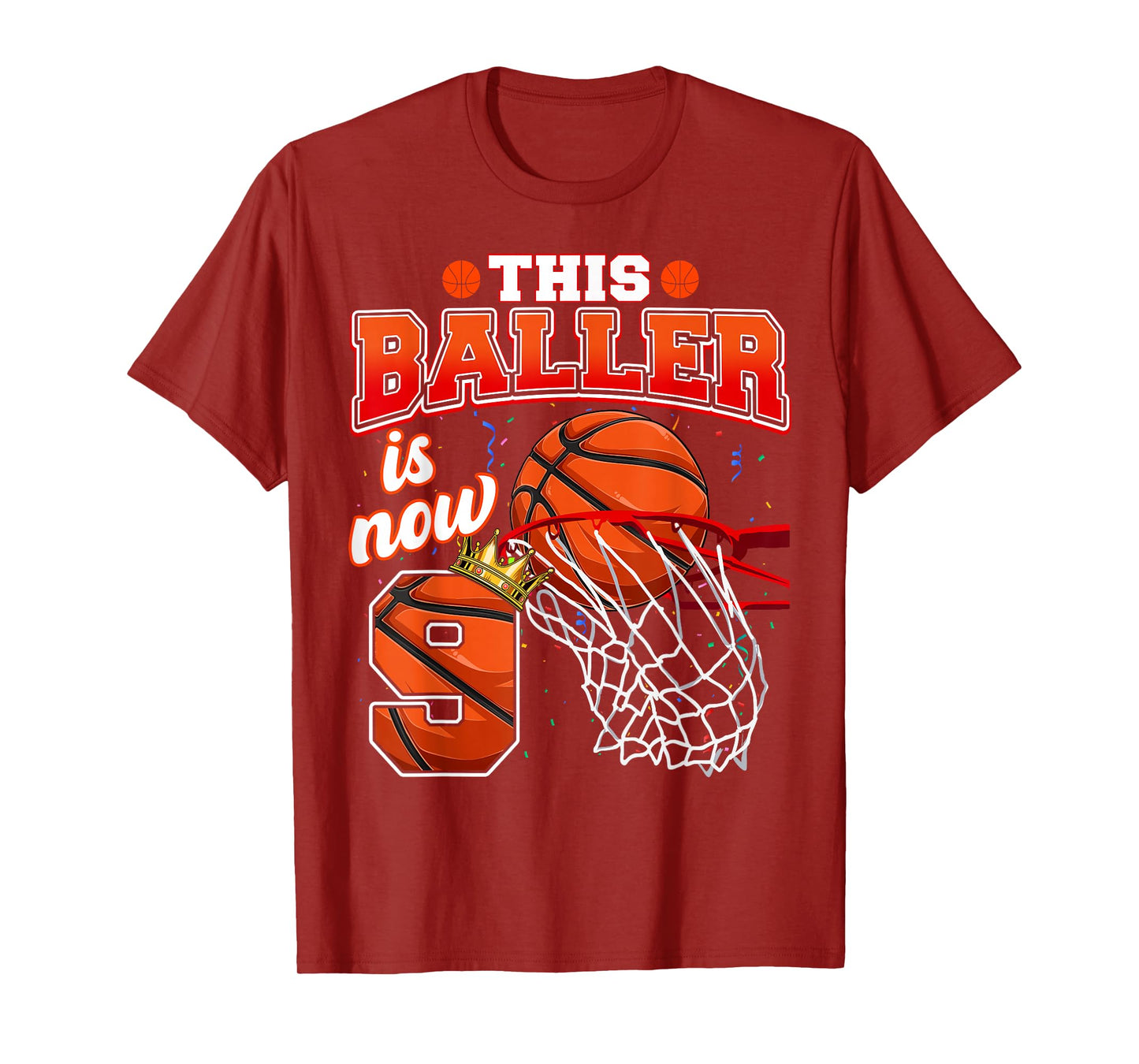 This Basketball Baller Is Now 9 Years Old Happy My Birthday T-Shirt