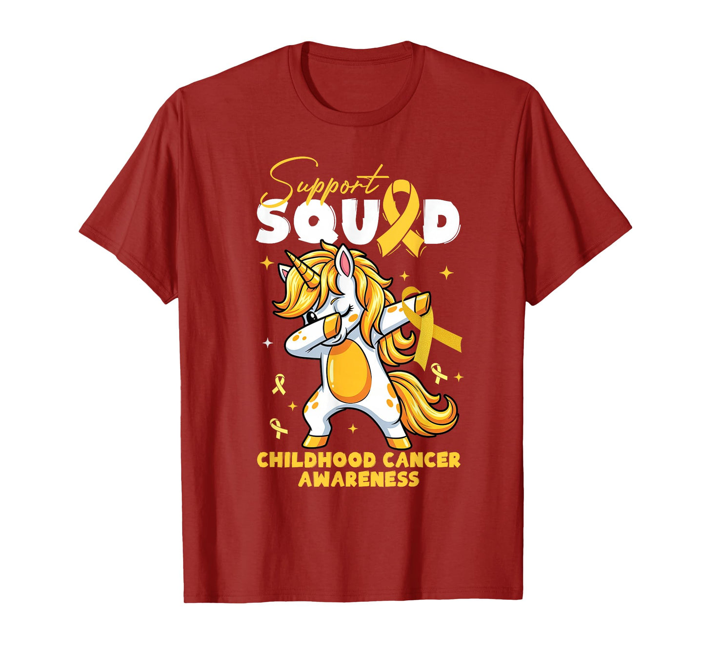 Support-Squad Childhood Cancer Awareness Dabbing Unicorn T-Shirt